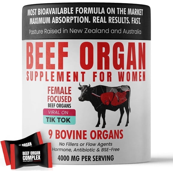 Beef Organ Complex Gummies | 9 Nutrient-Rich Bovine Organs | Grass-Fed & Pasture-Raised in New Zealand & Australia | No Fillers or Flow Agents | Hormone & Antibiotic-Free | BSE-Free Supplement