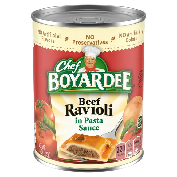 Beef Ravioli in Pasta Sauce, Ready-to-Eat Meal, 15 oz. Can
