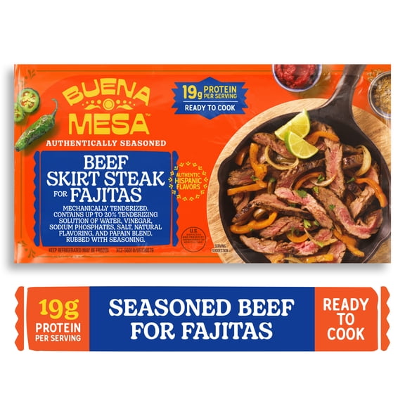 Buena Mesa Beef Skirt Steak for Fajitas, Authentically Seasoned, Ready to Cook, 1.5 - 2.5 lb