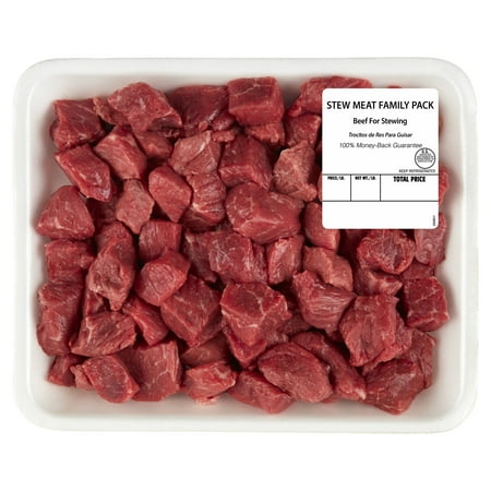 Beef Stew Meat, Tray, Family Pack, Fresh, 2.15 - 3.0 lb