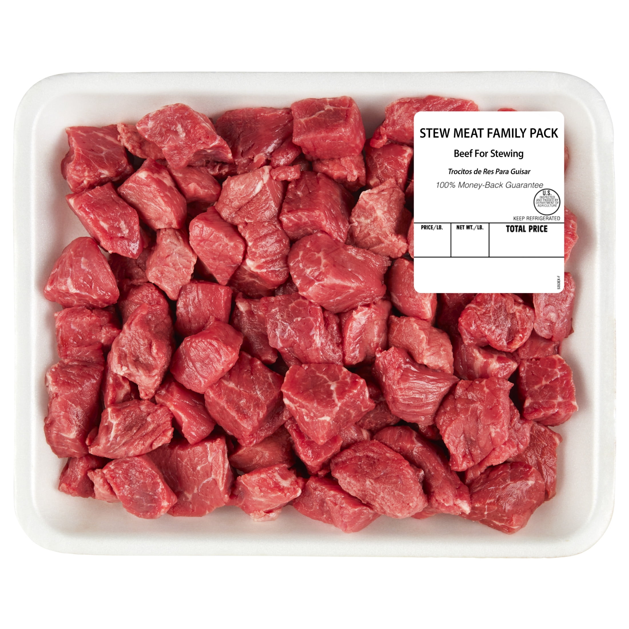Beef Stew Meat, Tray, Family Pack, Fresh, 2.15 - 3.0 lb