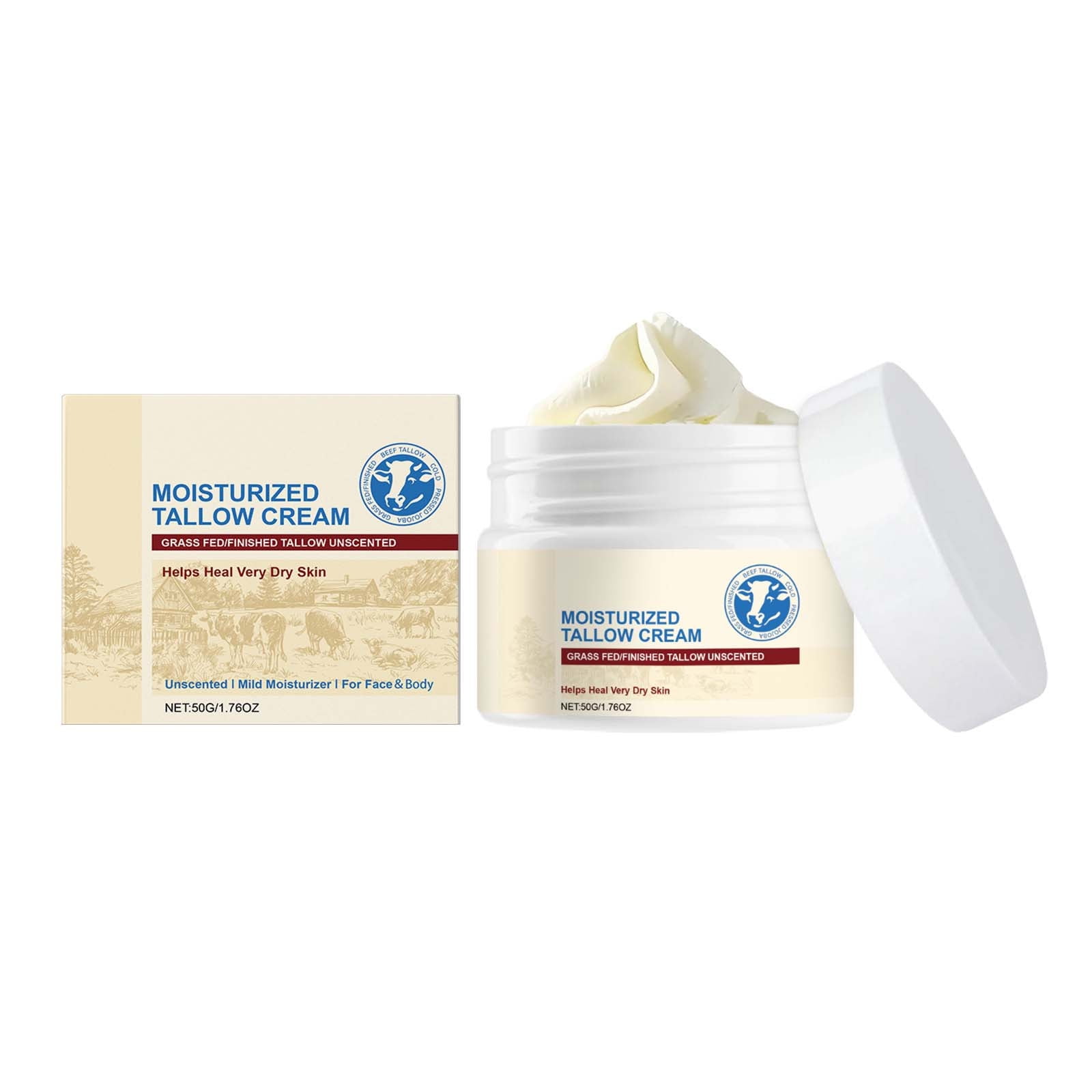 Beef Tallow Cream, Beef Tallow Face Moisturiser, 100% Grass Fed Beef