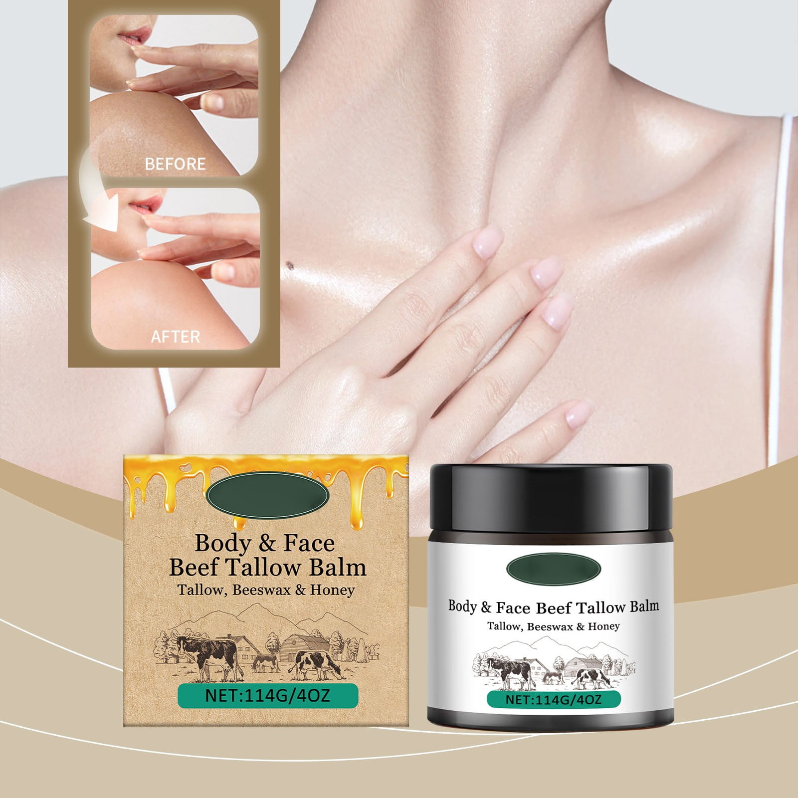 Beef Tallow Feuchtigkeitscreme Mit Honig – Natürlicher Balsam Aus Rindertalg, Für Gesicht & Körper, Weiche Haut