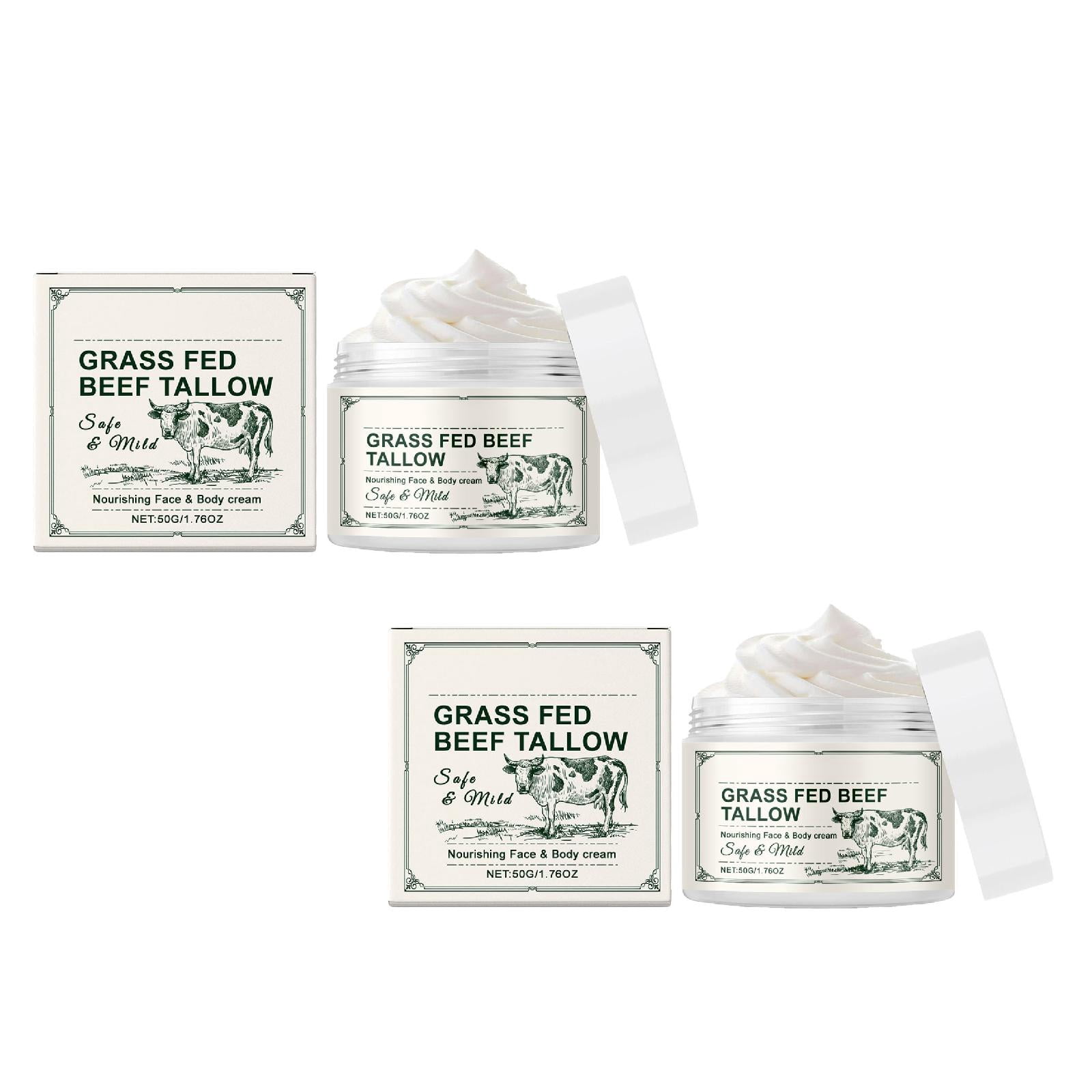 2x Beef Tallow Creme – Natürliche Feuchtigkeitscreme Aus Rindertalg | 120 G Pro Tube, Für Alle Hauttypen