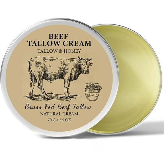Beef Tallow and Honey Moisturizing Cream,Grass Fed Tallow for Dry Skin, Nourishing Balm for Face and Body, Reduces Fine Lines and Soothes Sensitivity, Long Lasting Hydration for Soft Skin,70g