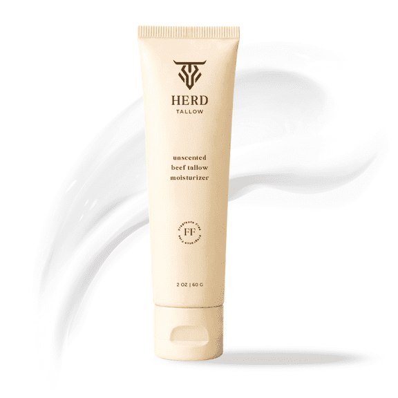 Herd Tallow Beef Tallow Moisturizer 2oz Unscented Grass-Fed Tallow Face & Body Cream with Manuka Honey, Colloidal Oat, Hyaluronic Acid Hydrating Balm for Sensitive, Dry, Redness-Prone Skin