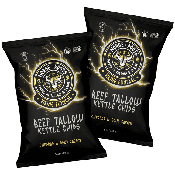 Norse Roots Beef Tallow Chips, Cheddar & Sour Cream Flavor, 2-Pack, 5 Ounce