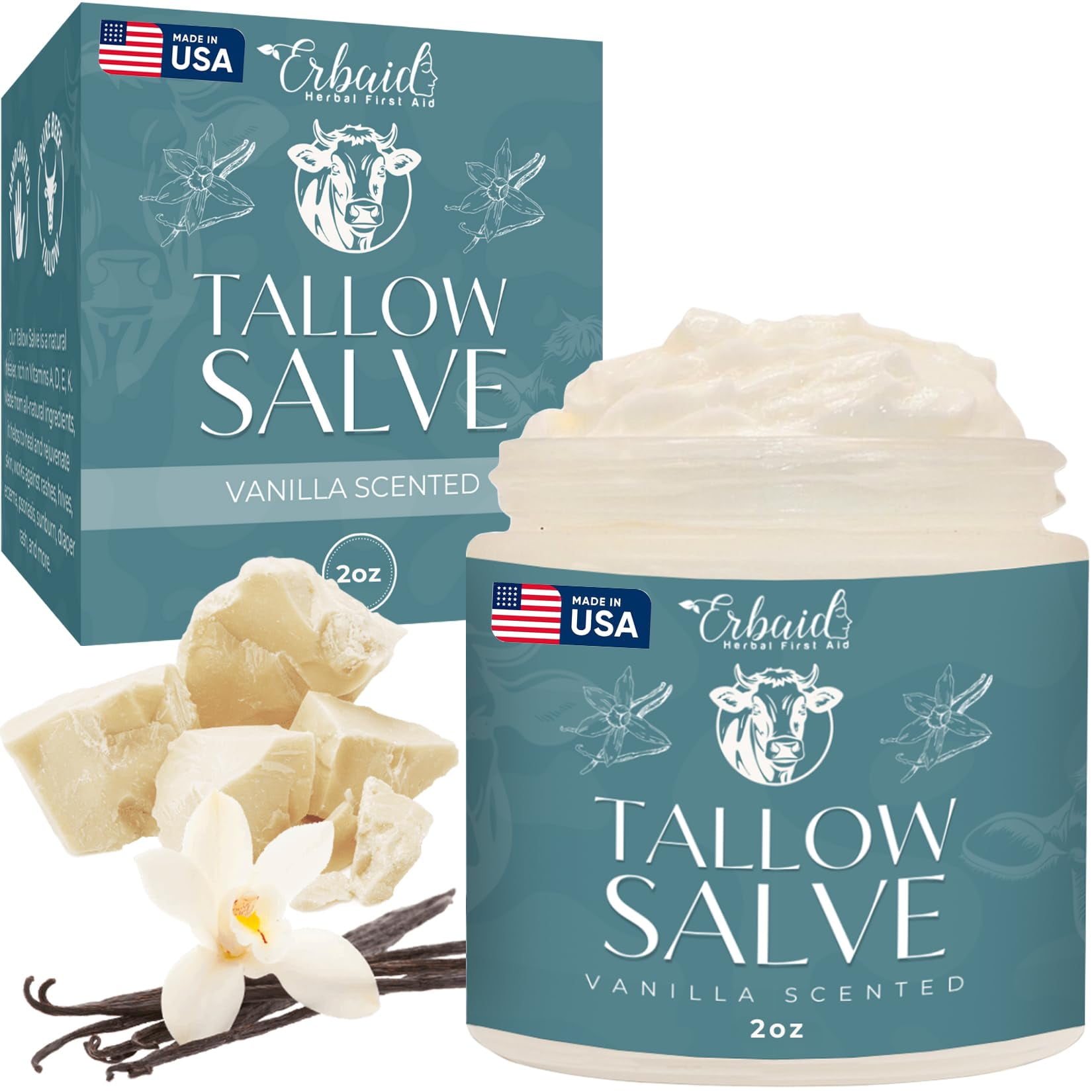 Beef Tallow Salve STF9 All Natural Grass Fed Beef Honey All Purpose Balm Moisturizing Body
