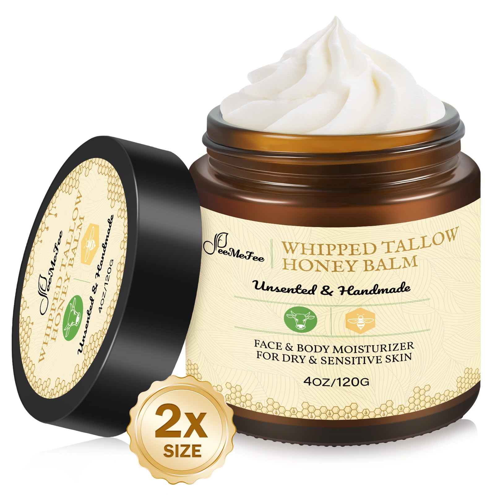 Whipped Beef Tallow & Honig Balsam – 4 Oz, Nährende Pflege Für Gesicht & Körper