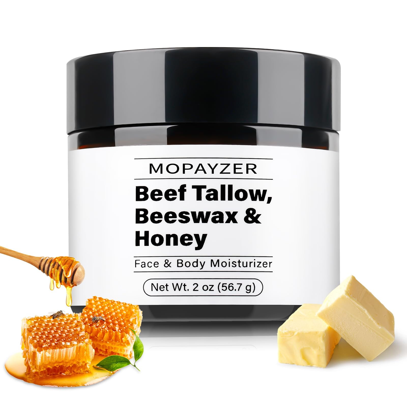 Produktbild von Beef Tallow Cream, Geschlagener Tallow Und Honey Balm Anti Aging Creme Frauen, Tiefe Hydratation & Pflege Rindertalg Creme Bio, Schnell Absorbierend Fu00fcr Empfindliche, Trockene Haut