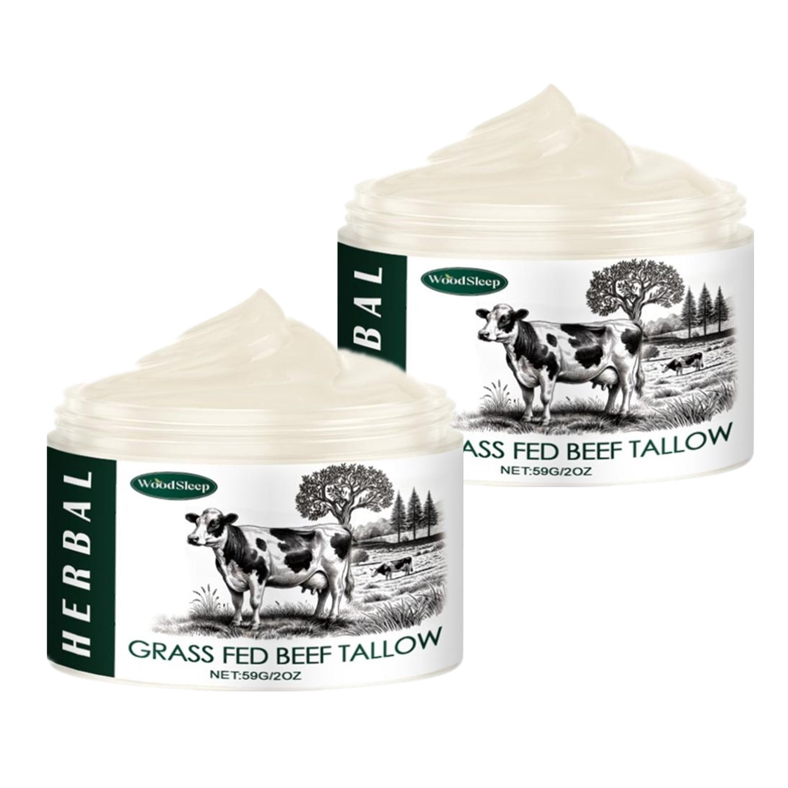 Beef Tallow, Beef Tallow for Skin, Tallow Face Moisturizer, 100% Unscented Organic Grass Fed Finished Whipped Tallow Face Cream Moisturizer Balm, Beef Tallow Skin Care for Sensitive Skin