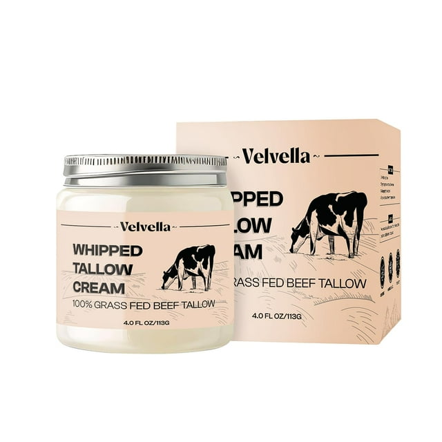 Beef Tallow for Skin STF9 100 Organic GrassFed Tallow Whipped Moisturizer Unscented, Face