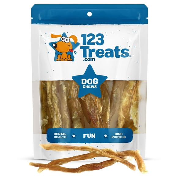 Beef Tendon Dog Chews | Snacks Made from Tendons in USA | 7-9 inches - Stick for Dogs (8oz Bag) by 123 Treats
