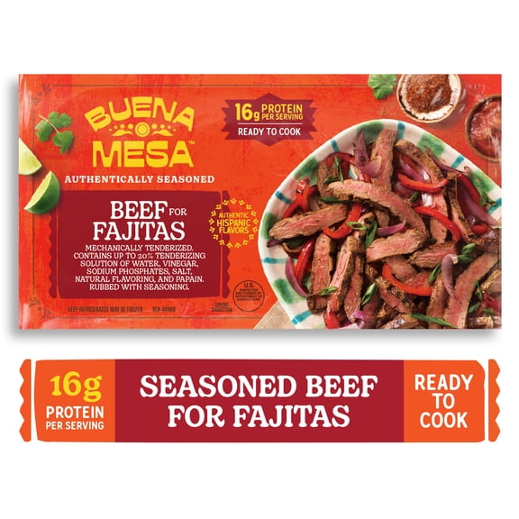Buena Mesa Beef for Fajitas, Authentically Seasoned, Ready to Cook, 1.5 - 2.5 lb