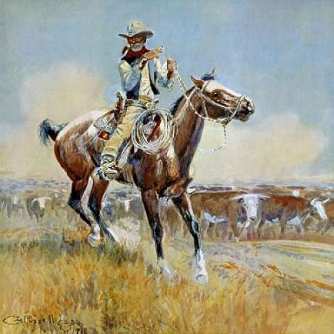 Beef for the Fighters Canvas Art - Charles M Russell (24 x 24)