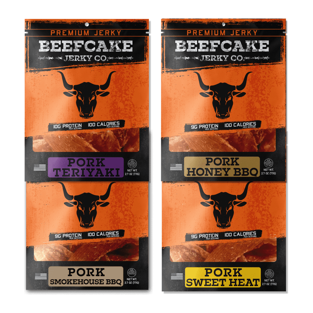 BeefCake Pork Jerky, Variety, 4 Pack