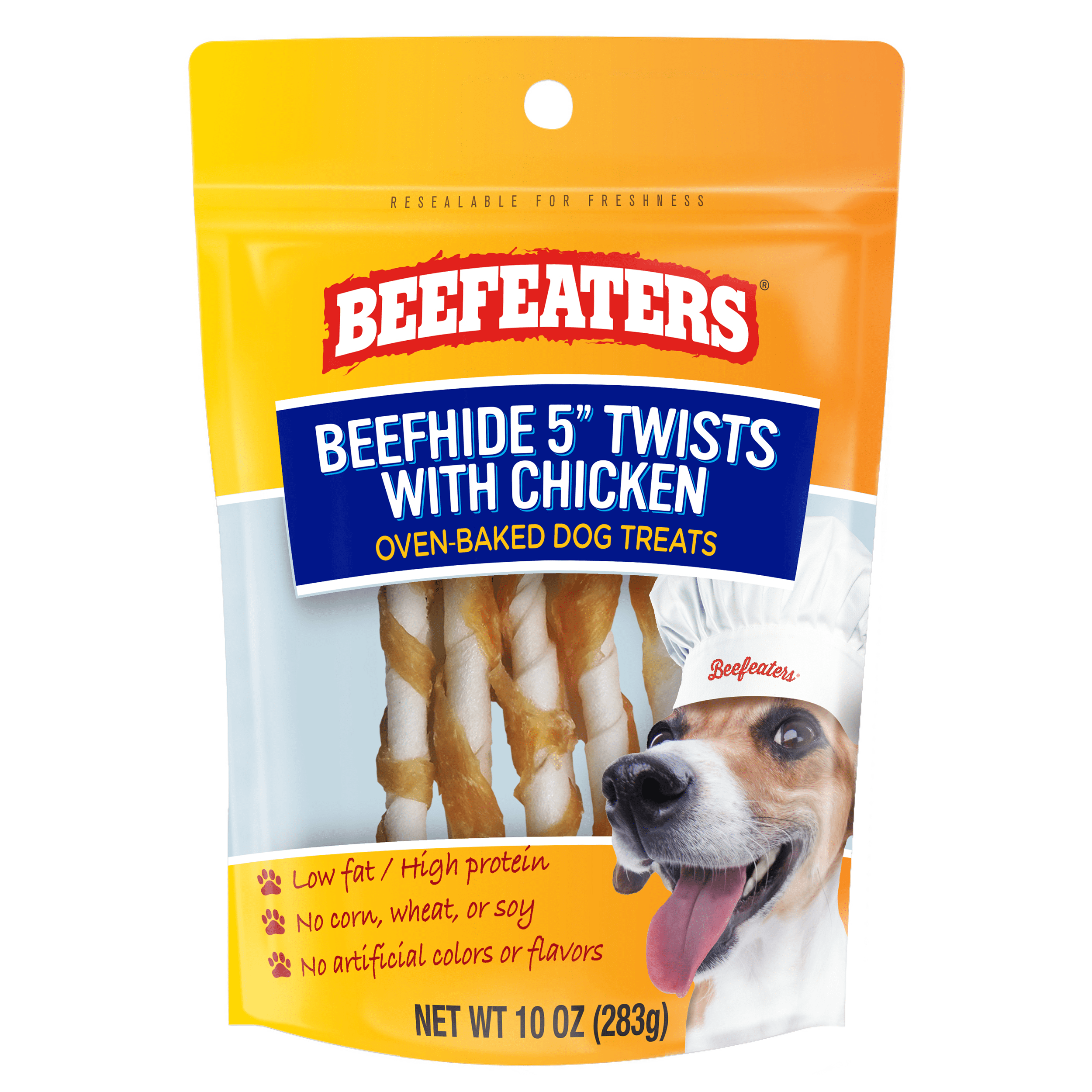 Beefeaters Beefhide 5in Twist with Real Chicken, 10oz – Protein-Rich ...