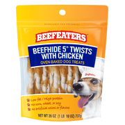 Beefeaters Beefhide 5in Twist with Real Chicken, 26oz – Protein-Rich Dog Treats for Clean Teeth, Ideal for Training & All Dog Sizes