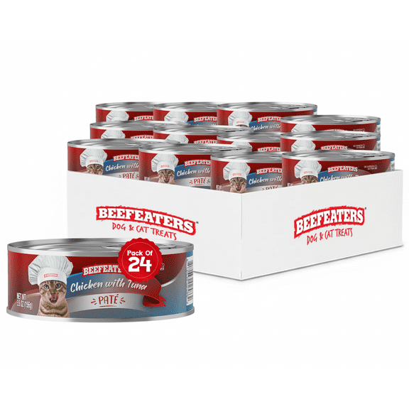 Beefeaters Chicken with Tuna Pate Wet Cat Food 5.5oz (24-Pack) | Adult Wet Food with Taurine, Premium Catfood Wet Food, No Artificial  Additives, Balanced Nutrition | Supports Immune System & Vision