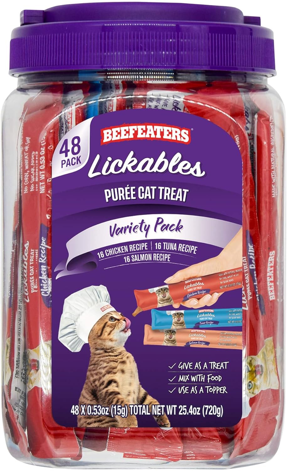 Beefeaters Lickables Puree Cat Treat Variety Pack (48 Count) 25.4 OZ