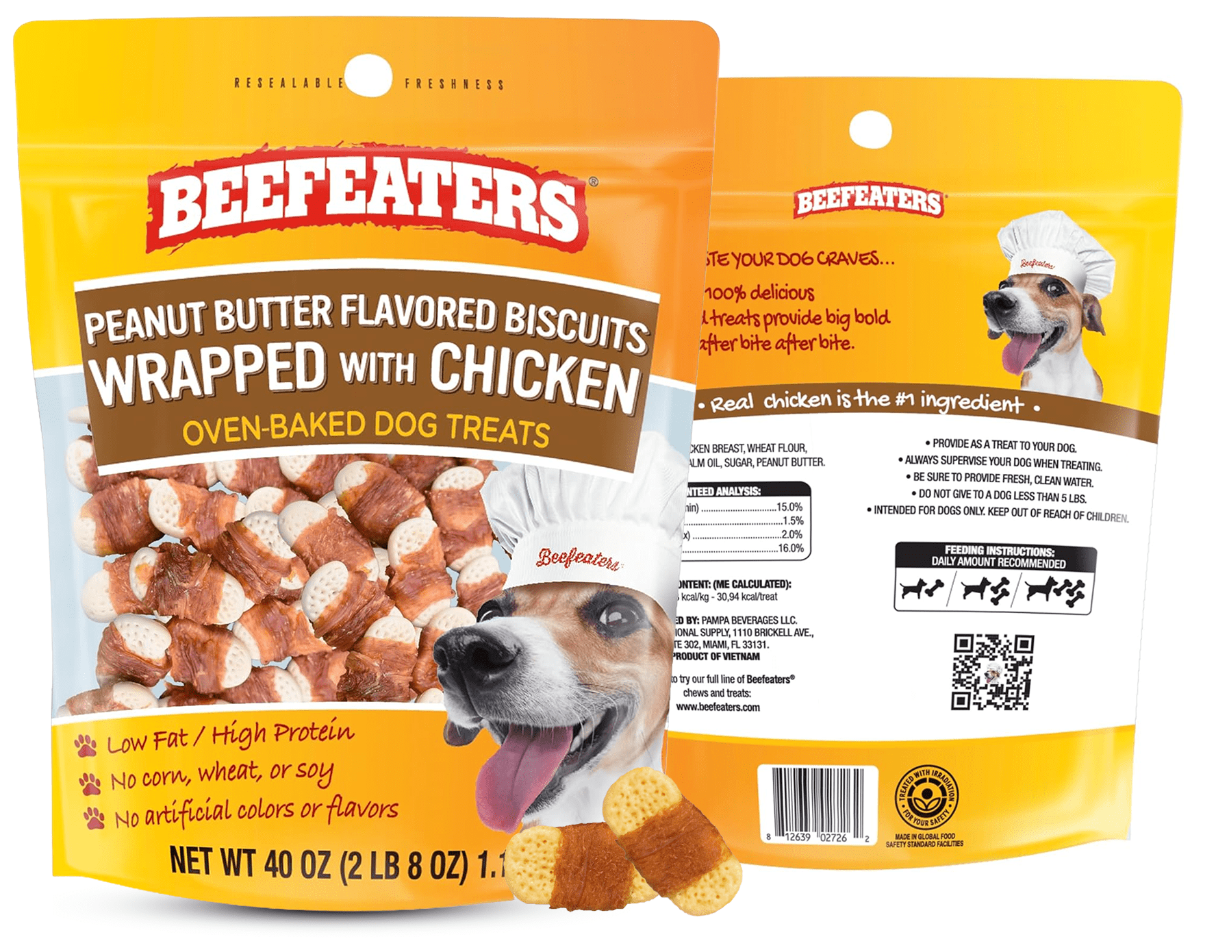Beefeaters Peanut Butter Dog Biscuits 40 oz - Oven-Baked, High-Protein, Low-Fat Treats for Small, Medium & Large Dogs – Ideal for Training, Dental Benefits - No artificial flavors
