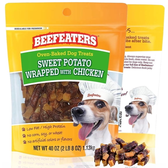 Beefeaters Sweet Potato Chews, 40 oz Resealable Bag | Grain-Free, High Protein, Low Fat Jerky Chews for Dogs