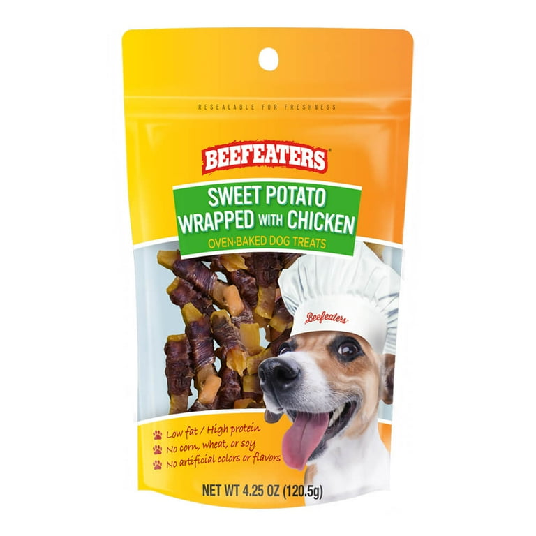 Beefeaters Sweet Potato Wrapped with Chicken Oven Baked Dog Treats 4.25 oz 6 pack Walmart