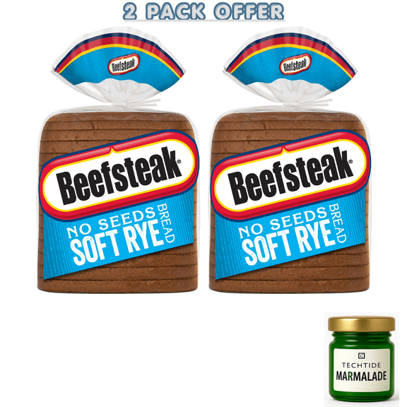 Beefsteak No Seeds Rye Bread, 18 oz, Plain Rye Bread, Bag ( 2 Pack Offer )