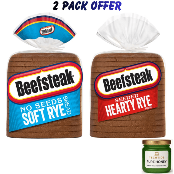 Beefsteak No Seeds Rye Bread, 18 oz, Plain Rye Bread | Beefsteak Seeded Hearty Rye Bread, 18 oz, Rye Bread,