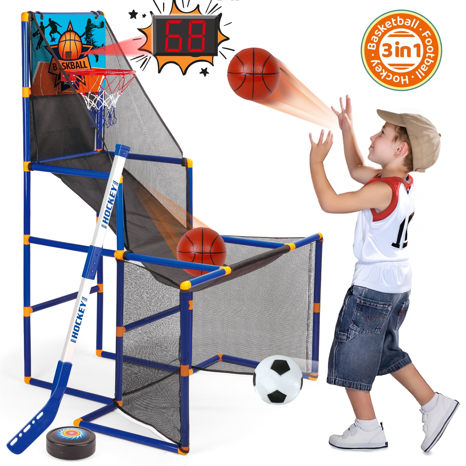 Outdoor Indoor Games Activities For Kids, Pop And Catch Ball Family Games With 6 Launcher Baskets And 10 Balls, Summer Beach Yard Sport Birthday Party Gifts Toys For Kids Ages 4 5 6 8 12+ Years Old