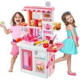 Beefunni 33 inch Pink Pretend Play Kitchen Food Sets Girls Toy