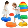 thumbnail image 1 of Beefunni 5Pcs Non-Slip Plastic Balance Stepping Stones for kids, Children's Coordination Skills Obstacle Courses Sensory Sand Toys for Toddlers,Indoor or Outdoor Play, 1 of 7