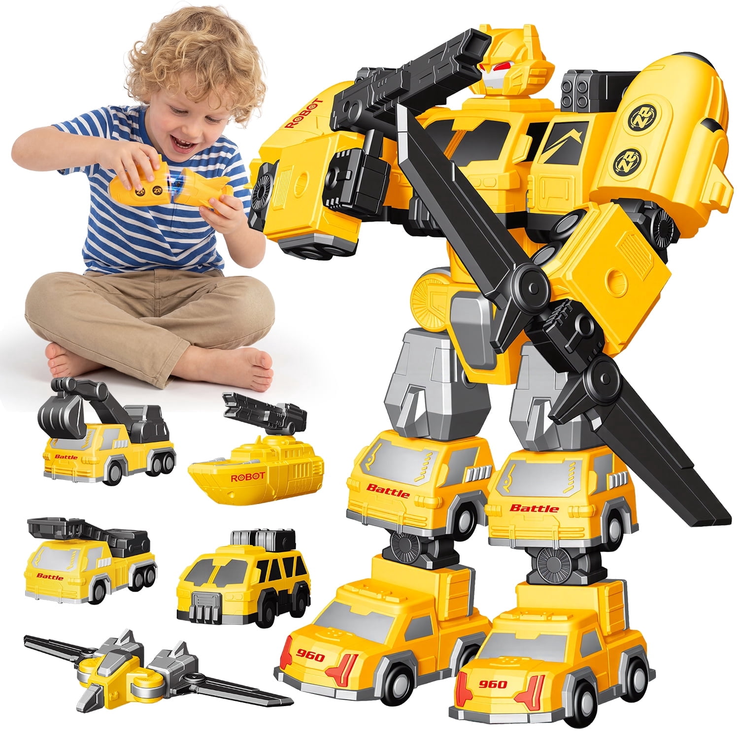 Beefunni Magnetic 8-in-1 Transform Robot Toy Set, DIY Building Car Robot Toys for Boys Girls, Magnetic Assembly STEM Construction Toy Birthday Gifts for Kids