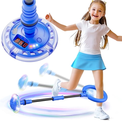Beefunni Ankle Bounce Ball with Counter, Skip Ball for Kids, with Timer and Cal Calculator, Birthday Gifts for Girls Age 5 6 7 8 9 10+(Blue)