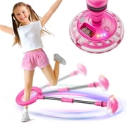 Beefunni Skip Ball Toy with Counter, FlexSkip for Kids, Ankle Bounce Ball with Timer and Cal Calculator, Birthday Gifts for Girls Age 5 6 7 8 9 10+（Pink）