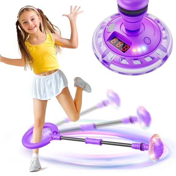 Beefunni Ankle Bounce Ball with Counter, FlexSkip for Kids, with Timer and Cal Calculator, Birthday Gifts for Girls Age 5 6 7 8 9 10+(Purple)