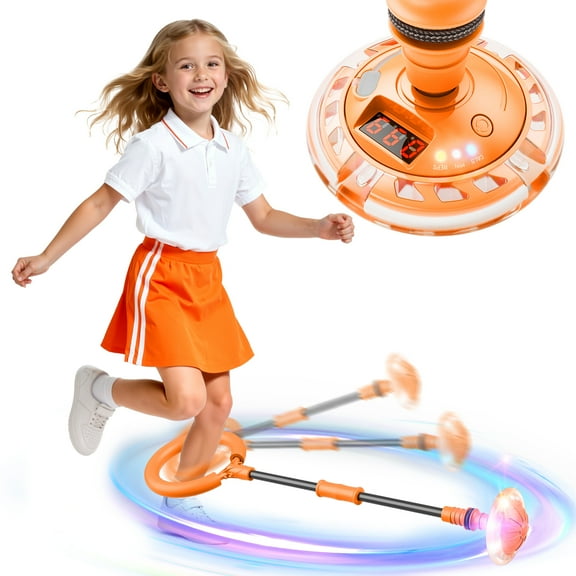 Beefunni Skip Ball Toy with Counter, FlexSkip for Kids, Ankle Skip Ball with Timer and Cal Calculator, Birthday Gifts for Girls Age 5 6 7 8 9 10+(Orange)