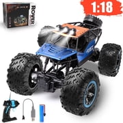 Beefunni Blue Remote Control Cars 118, All Terrain Metal Shell 4X4 Off-Road Vehicle Monster Truck, High Speed 2.4 GHz RC Car Gift