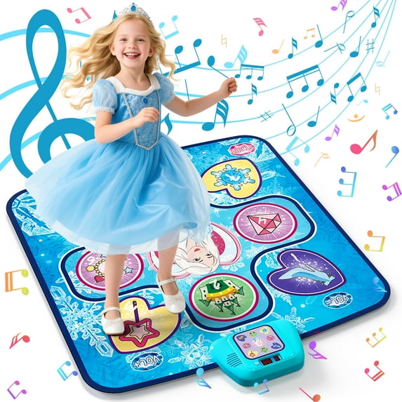 Beefunni Dance Mat, Snowy Princess Themed Play Mat Dance Game Toy Gift for 3-12 Year Old Girls (39.37"X33.85")