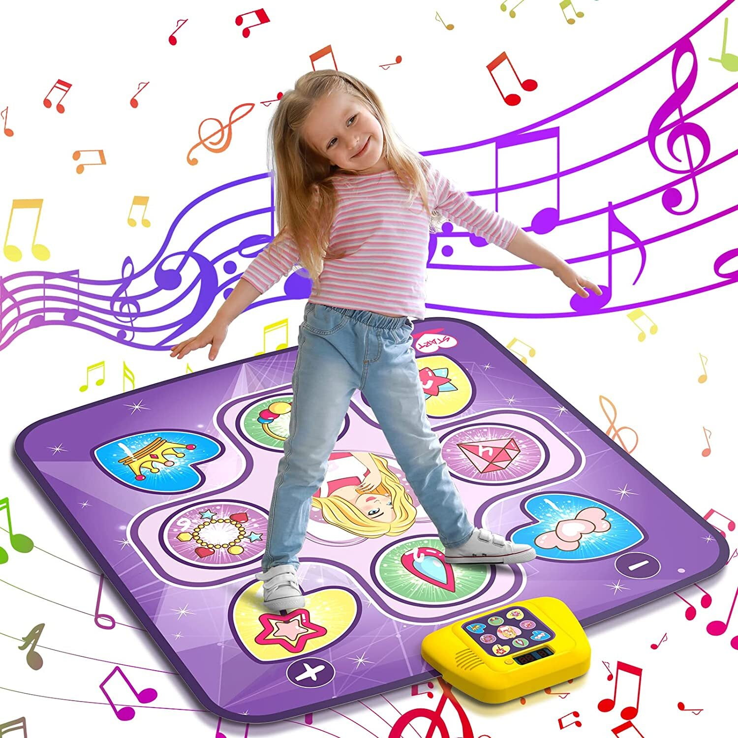 GirlsHome Dance Mat for Kids, Light Up LED Dance Pad with 5 Game Modes,  Built-in Music, Touch Sensitive Kids Musical Mat, Dance Floor Mat Frozen  Toys