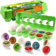 Beefunni Dino Egg with Surprise Inside for Toddler Boys, 12 Pcs Set, Kids Learning Dinosaur Easter Egg Toys Science Birthday Christmas Gifts for Toddler Boys 1 2 3 Years Old.