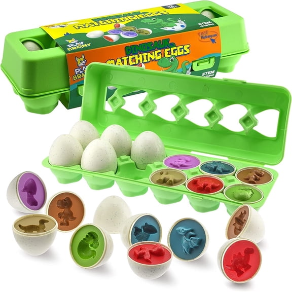 Beefunni Dino Egg with Surprise Inside for Toddler Boys, 12 Pcs Set, Kids Learning Dinosaur Easter Egg Toys Science Birthday Christmas Gifts for Toddler Boys 1 2 3 Years Old.