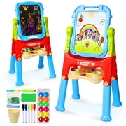 Beefunni Easel, Drawing Board Magnetic Art Easel, Adjustable Standing Art Easel Gifts Blue