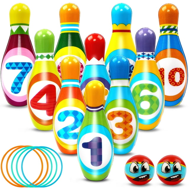 Beefunni Kids Bowling Set Includes 10 Bowling Pins & 2 Balls Toddler