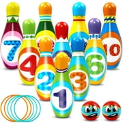 تتضمن مجموعة Beefunni Kids Bowling 10 دبابيس بولينج و 2 كرات نشاط طفل صغير لعب لعبة لعبة داخلية في الهواء الطلق هدية لـ 3 - 8 Year Old Boys Girls