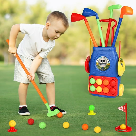 Beefunni Kids Golf Toy Set for Boys Girls 3-6 Years, Golf Club Set Sports Kit, Toddler Outdoors Indoors Exercise Toys Boys Girls Christmas Birthday Gifts Toys for Aged 3 4 5 6