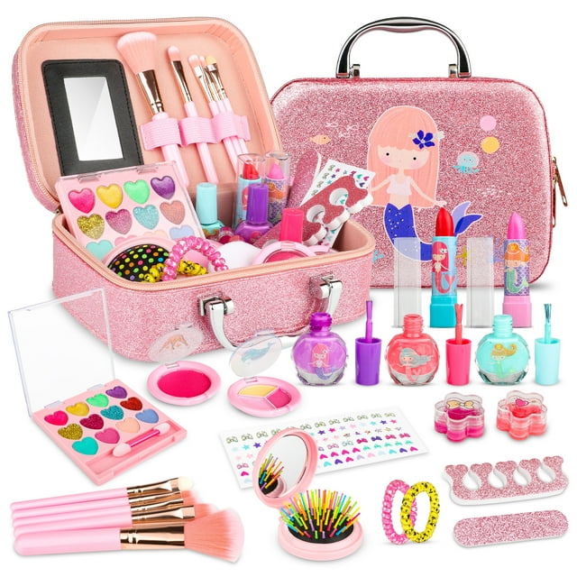 Beefunni Kids Makeup Kits for Girls, Mermaid 21Pcs Pretend Play Toy ...