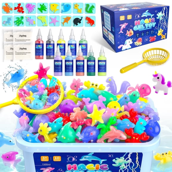 Beefunni Magic Fairy Water Elf Toy for Kids, Creative Water Gel Kit with 10 Color Magic Gels & 8 Molds, Kids Art Ceaft Set, Birthday Gift for Kids (Ocean)