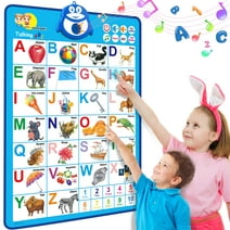 Beefunni Learning Toys for Toddlers 1 2 3+Years, Electronic Interactive Alphabet Wall Chart, Talking ABC Learning Poster with Music Birthday Gifts for 2-6 Years Old Boys and Girls.