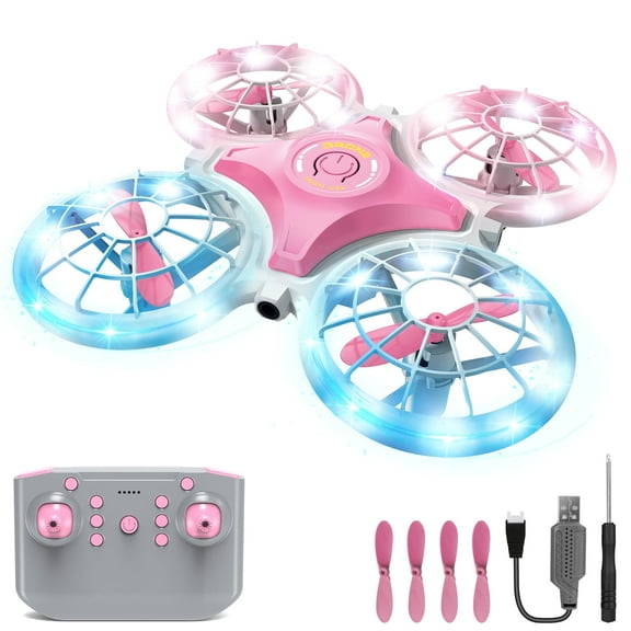 Beefunni Mini Pink Drone for Girls Kids and Beginner, LED Hover Drone Toy for Girl Kids 8 9 10 11 12+ Years, Remote Control Beginner Quadcopter Indoor Outdoor, Birthday Gifts for Kids 8-12 Years.